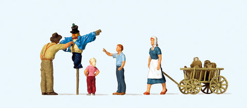 Preiser 10650 HO/OO Gauge Putting up the Scarecrow Scene (4) Exclusive Figure Set