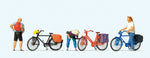 Preiser 10659 HO/OO Gauge Cyclists in Action (3) Exclusive Figure Set