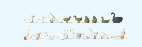 Preiser 14167 HO/OO Gauge Ducks/Geese/Swans (15) Standard Figure Set