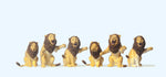 Preiser 20381 HO/OO Gauge Circus Lions Seated (6) Figure Set