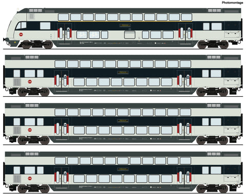 Roco 6210147 HO Gauge DSB Abs/B/Bk Bi-Level Coach Set (4) VI (DCC-Fitted)