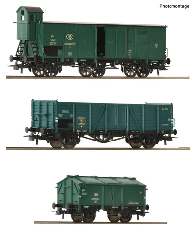Roco 6600079 HO Gauge SNCB Covered Wagon Set (3) III