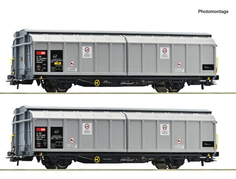Roco 6600110 HO Gauge SBB Cargo Hbbillns Sliding Wall Wagon Set (2) VI