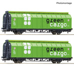 Roco 6600114 HO Gauge Green Cargo Hbillns-v Sliding Wall Wagon Set (2) VI
