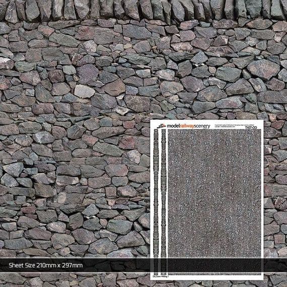 Scale Model Textures Scale Model Scenery TX007 OO Gauge Dry Stone Wall Texture Paper (x5)