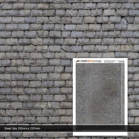 Scale Model Scenery TX014 OO Gauge Weathered Slate Roofing Texture Paper (x5)