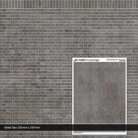 Scale Model Scenery TX105 OO Gauge English Bond Blue Eng Brick Texture Paper (x5)