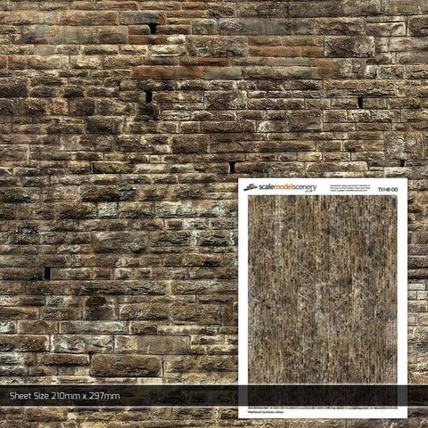 Scale Model Scenery TX148 OO Gauge Weathered Sandstone Ashlars Texture Paper (x5)