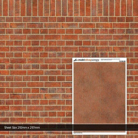 Scale Model Scenery TX198 OO Gauge English Bond Red Brick Texture Paper (x5)
