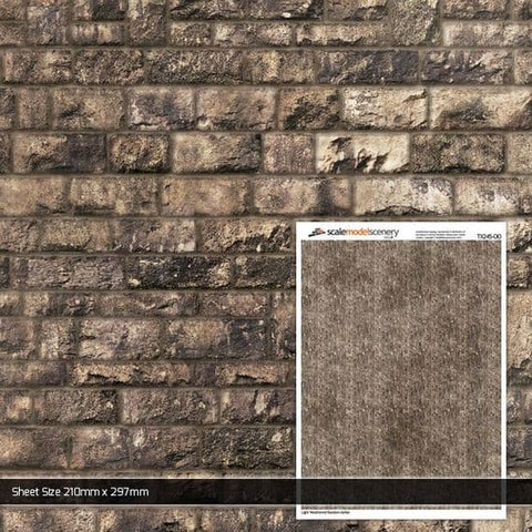 Scale Model Scenery TX245 OO Gauge Weathered Random Ashlar Brick Texture Paper (x5)