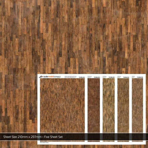 Scale Model Scenery TX298 OO Gauge Worn Wooden Flooring Texture Paper (x5)