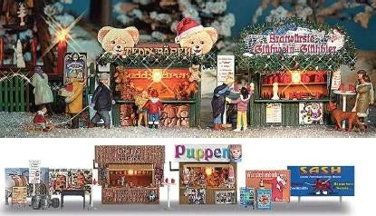 Busch 1060 HO/OO Gauge Sales Booths for Christmas Markets Kit