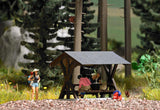 Busch 1563 HO/OO Gauge Park Bench with Roof Kit