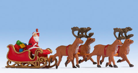 Noch 15924 HO/OO Gauge Santa with Reindeer & Sleigh Figures