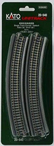 Kato 20-540 N Gauge Unitrack (R381-30V) Curved Viaduct Track 30 Degree 2pcs