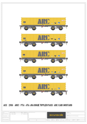 Accurascale 2106ARC1 OO Gauge PTA/JTA+JUA Bogie Tippler Pack - ARC  - Outer Pack