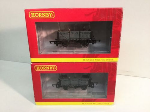 Hornby R6668 OO Gauge 4 Plank Open Wagon Penwyllt Silica Works x2