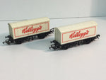 Hornby R183 OO Gauge Kelloggs Long Wheelbase Wagon White Livery x2