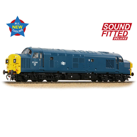 Bachmann 35-301SFX OO Gauge Class 37/0 Split Headcode 37034 BR Blue (SUPER DELUXE)
