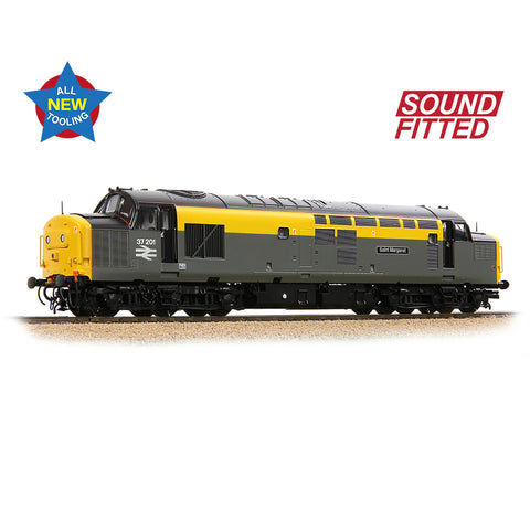Bachmann 35-308SF OO Gauge Class 37/0 Centre Headcode 37201 'St. Margaret' BR Eng. Grey & Yellow  (SOUND FITTED)
