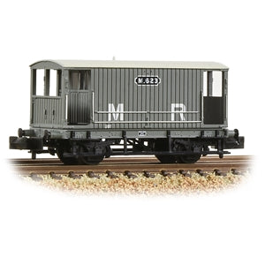 Graham Farish 377-753 N Gauge MR 20T Brake Van Without Duckets Midland Railway Grey
