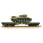 Bachmann 38-726 OO Gauge WD Warflat Wagon Bronze Green Cromwell Tank