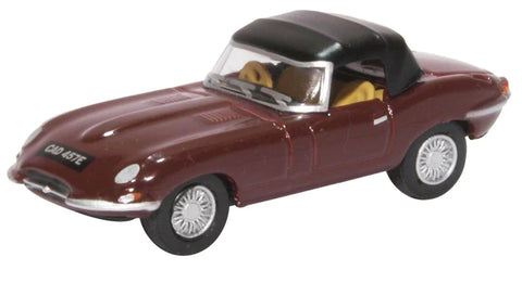 Oxford Diecast 76ETYP012 1:76/OO Gauge Jaguar E Type Soft Top Imperial Maroon