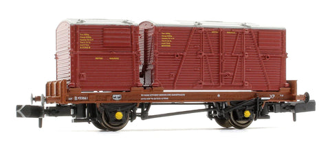 Rapido Trains 921003 N Gauge BR ‘Conflat P’ Wagon B933061 (crimson containers)
