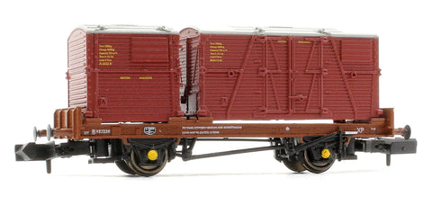 Rapido Trains 921007 N Gauge BR ‘Conflat P’ Wagon B933238 (crimson containers)