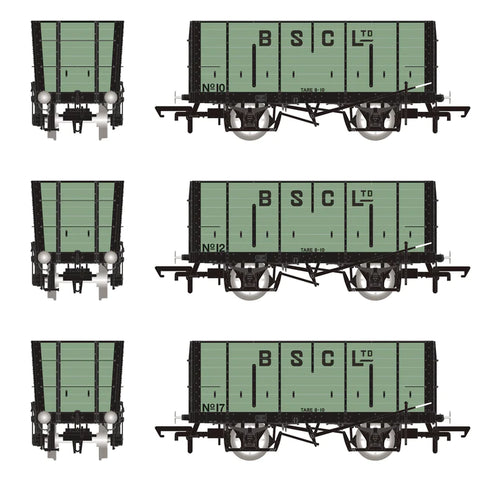 Accurascale 2833 OO Gauge BSC Hopper - Pale Green, w black ironwork - Triple Pack