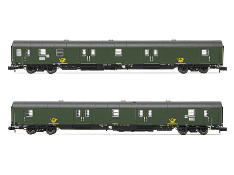 Arnold HN4417 N Gauge DBP Post-mrz Green 4 Axle Postal Van Set (2) IV