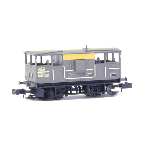 EFE Rail E87518 N Gauge BR 20T 'Shark' Ballast Plough Brake Van BR Engineers Grey & Yellow