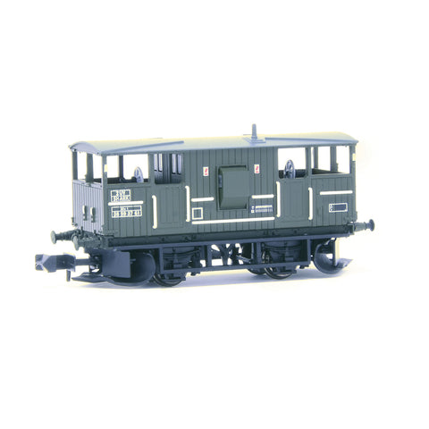 EFE Rail E87519 N Gauge BR 20T 'Shark' Ballast Plough Brake Van BR Departmental Olive Green