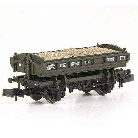 EFE Rail E87537 N Gauge 14T 'Mermaid' Side Tipping Ballast Wagon BR Departmental Olive Green