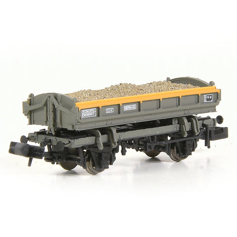 EFE Rail E87538 N Gauge 14T 'Mermaid' Side Tipping Ballast Wagon BR Engineers Grey & Yellow
