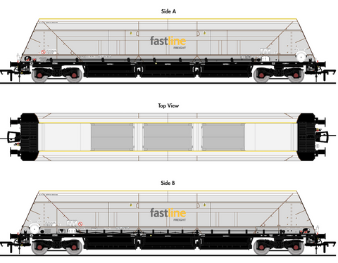 Accurascale 2600FF1 OO Gauge HYA Bogie Hopper Wagon - Fastline Freight - Twin Pack 1