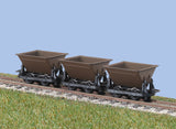 Peco GR-330 OO-9 Gauge Hudson Rugga V Skip Wagon Set of 3 (Brown)