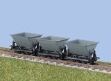 Peco GR331 OO-9 Gauge Hudson Rugga V Skip Wagon Set of 3 (Grey)