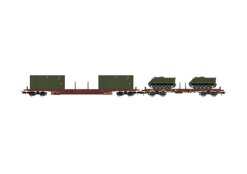 Rivarossi HR6612 HO Gauge FS Rgs/Rgmms Wagon Set w/Container & Military Load (2) IV