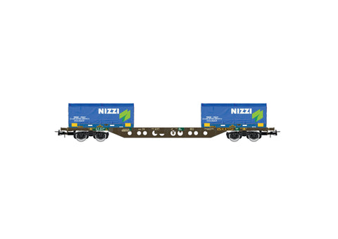 Rivarossi HR6615 HO Gauge FS Sgnss Container Wagon w/2x20' Nizzi Container Load VI