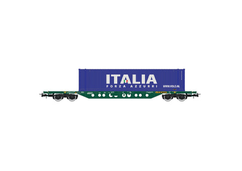 Rivarossi HR6617 HO Gauge FS CEMAT Sgns Flat Wagon w/45' Italia Container Load VI