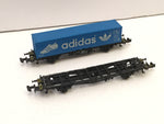 Minitrix 3563 N Gauge Container Wagon Adidas x2