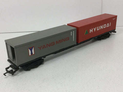 Hornby R1054 OO Gauge Bogie Container Wagon Hyundai/Yang Ming