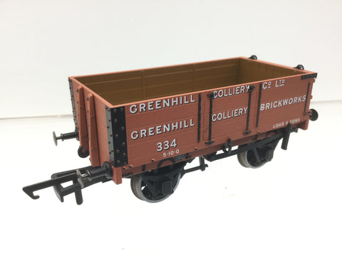Oxford Rail 76MW4008 OO Gauge 4 Plank Wagon Greenhill Colliery 334