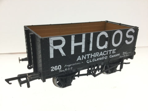 Oxford Rail 76MW7025 OO Gauge 7 Plank Wagon Rhigos Anthracite Cardiff No 260