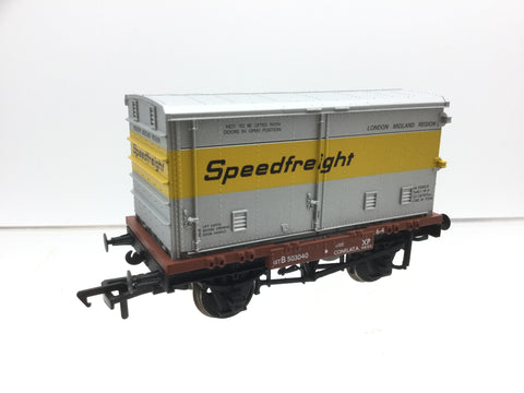 Bachmann 37-991 OO Gauge BR Conflat Wagon w Speedfreight Container