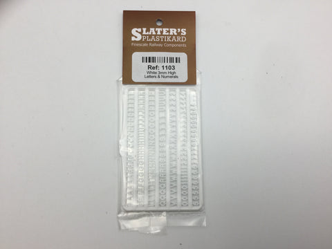 Slaters 1103 3mm High Letters and Numerals (White)