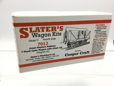 Slaters 7012 O Gauge GWR 7 Plank Open Wagon w Sheet Rail Kit