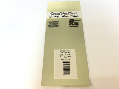 K&S Metals #250 .005x4x10" Brass Sheet (1pc)