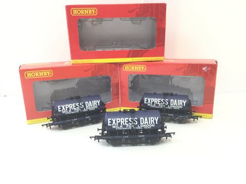 Hornby R6404A OO Gauge 6 Wheel Milk Tank Express Dairy x3